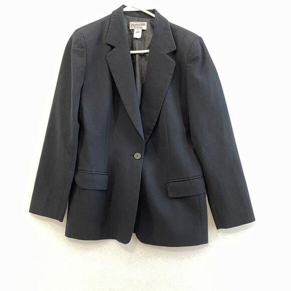 Pendleton Blazer Coat Men's Size 8 Black Stretch 100%Wool‎ Long Sleeve Button - Picture 1 of 8